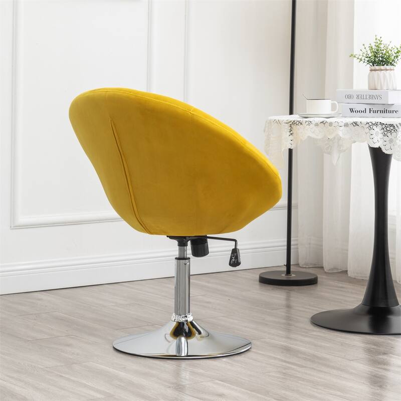 Velvet Upholstered Tufted Back Swivel Accent Chair