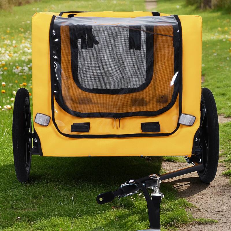 Heavy Duty Foldable Pet Bike Trailer - Dog & Cargo Carrier with 16-Inch All-Terrain Wheels and Universal Hitch