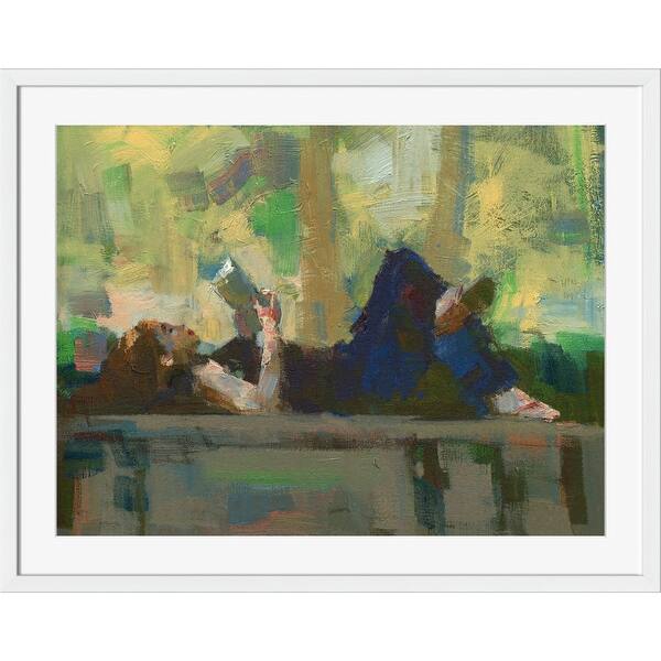 Shop Brown And Green Park Bench Printed Rectangular Wall Art Decor