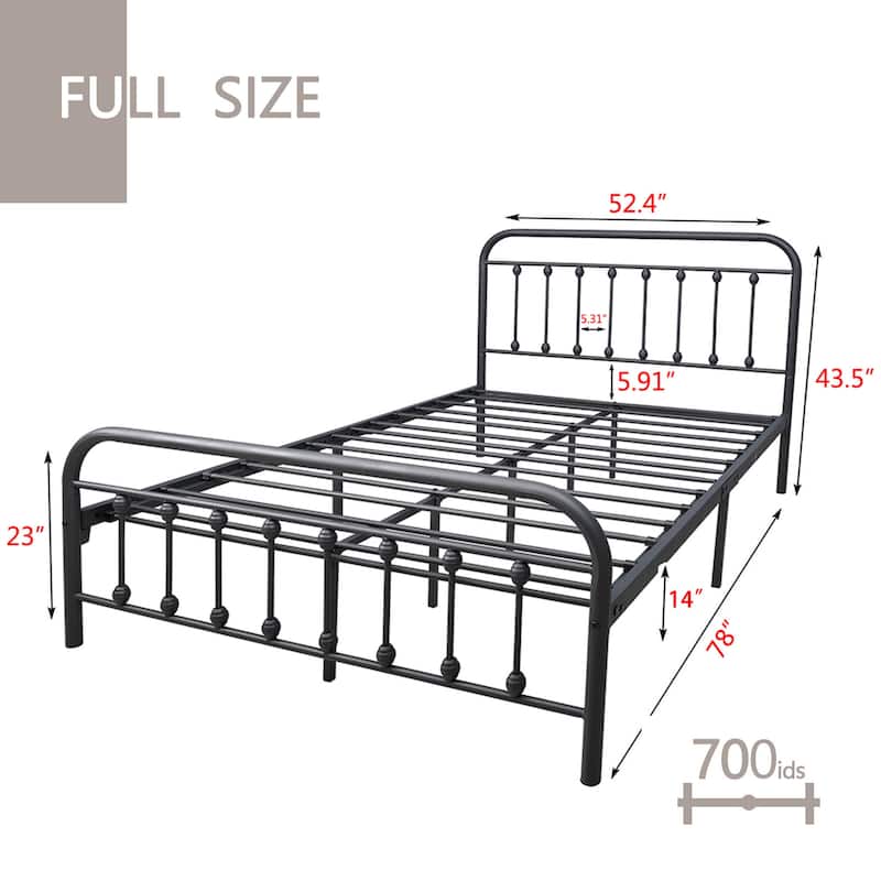 Goutwel Metal Bed Frame Victorian Vintage Style Headboard and Footboard