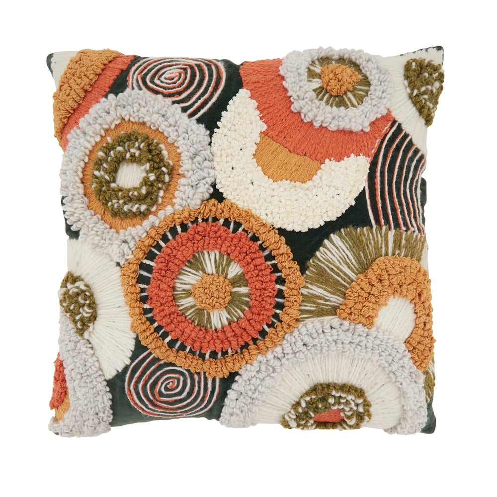 Velvet Boho Circles Throw Pillow