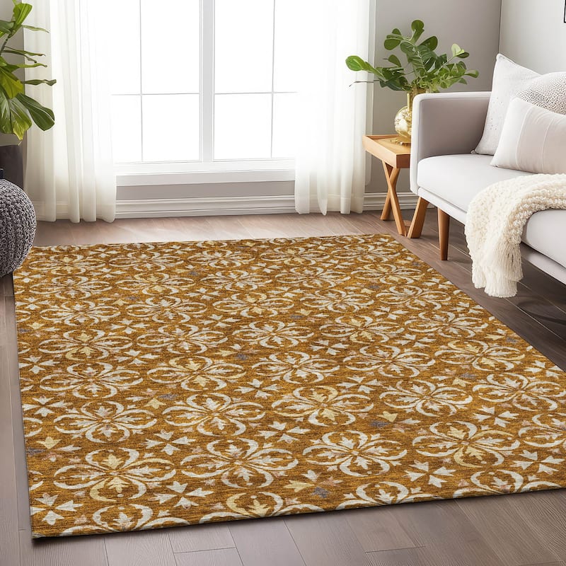 Machine Washable Indoor/ Outdoor Chantille Traditional Medallion Rug