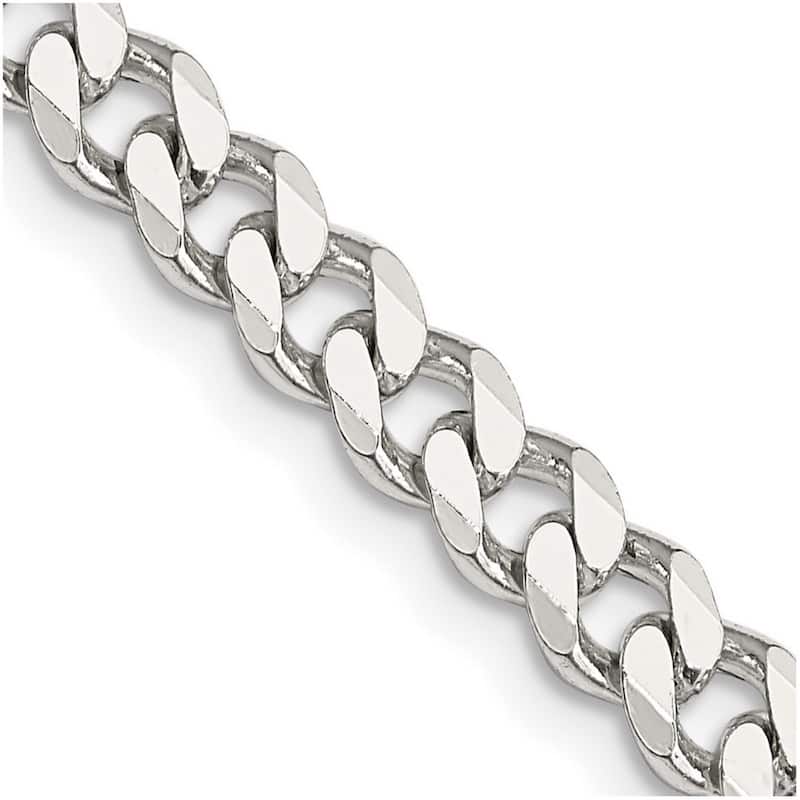 Curata 925 Sterling Silver Rhodium 6mm Curb Chain Necklace for Men