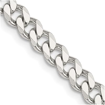 Curata 925 Sterling Silver Rhodium 6mm Curb Chain Necklace for Men