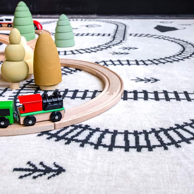 Mod-Tod Train Town Kids Area Rug