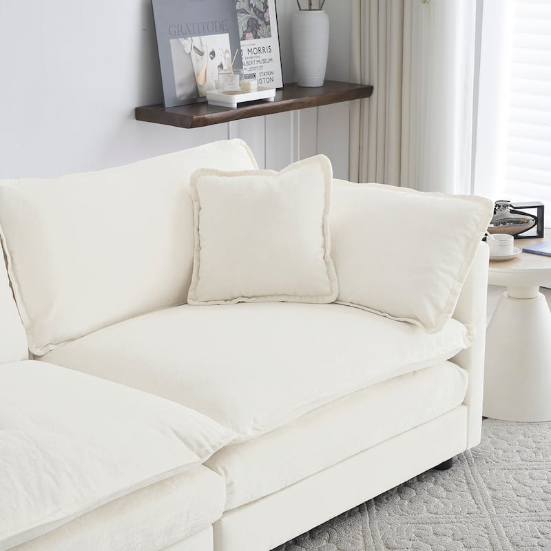 Mid Century Modern Sofa 3 Seater Sofa with 2 Arm Pillows and 3 Throw Pillows