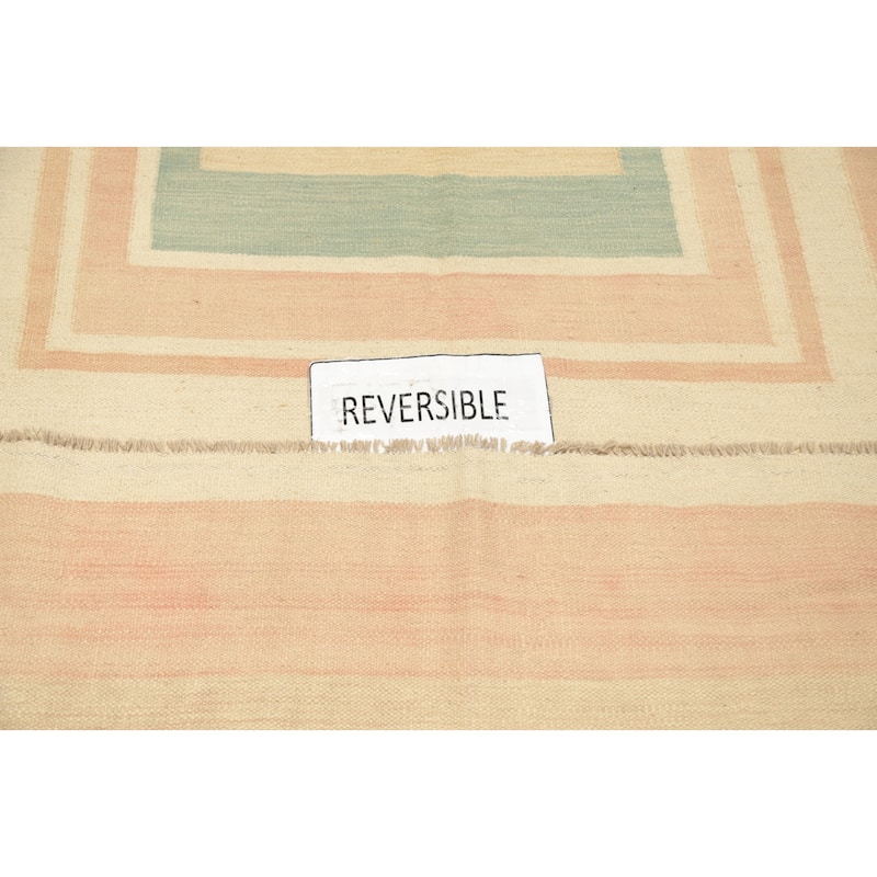 Hand Woven Oriental 100% Wool Carpet Southwestern Modern Multi-Colored Kilim Area Rug - 9' 1'' X 5' 11''