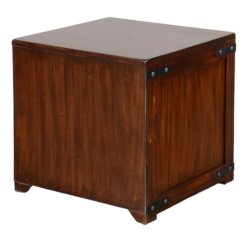 24 in. Brown Square Wood End Table with Storage Drawer for Convenience