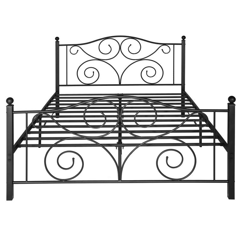 Metal Platform Bed Frame Graceful Scroll Black Iron Bed Frame No Box Spring Needed Platform Bed Frame