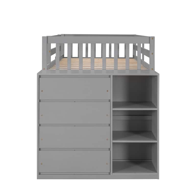 Bunk Bed with 4 Drawers and 3 Shelves