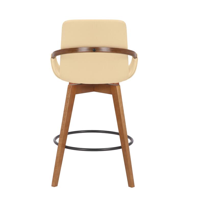 Fabric Swivel Bar Stool with Arms, Full Back and Iron Footrest Frame