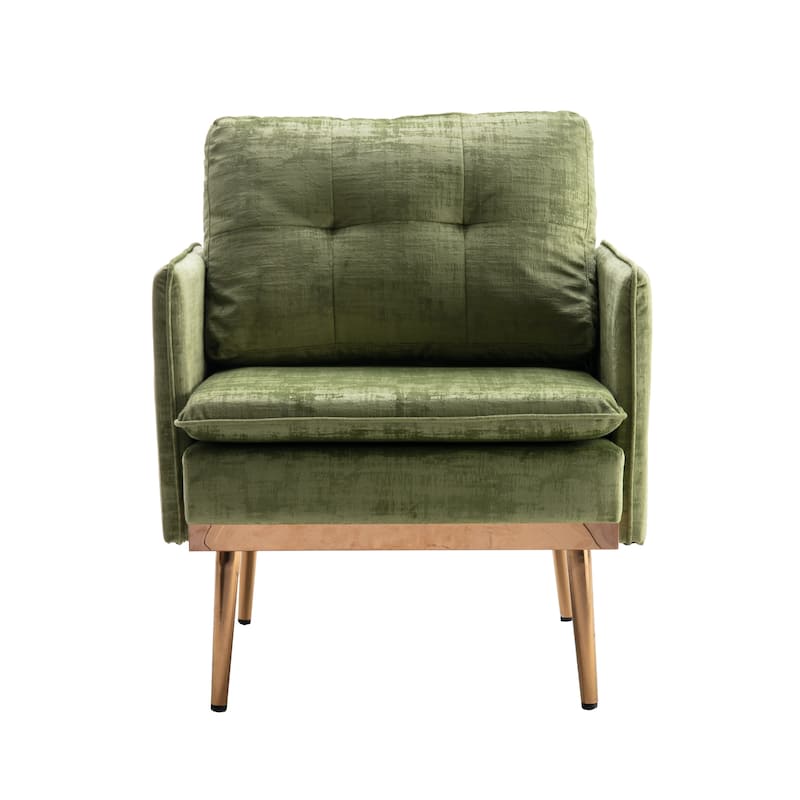 Velvet Upholstered Tufted Accent Chair With Rose Golden feet