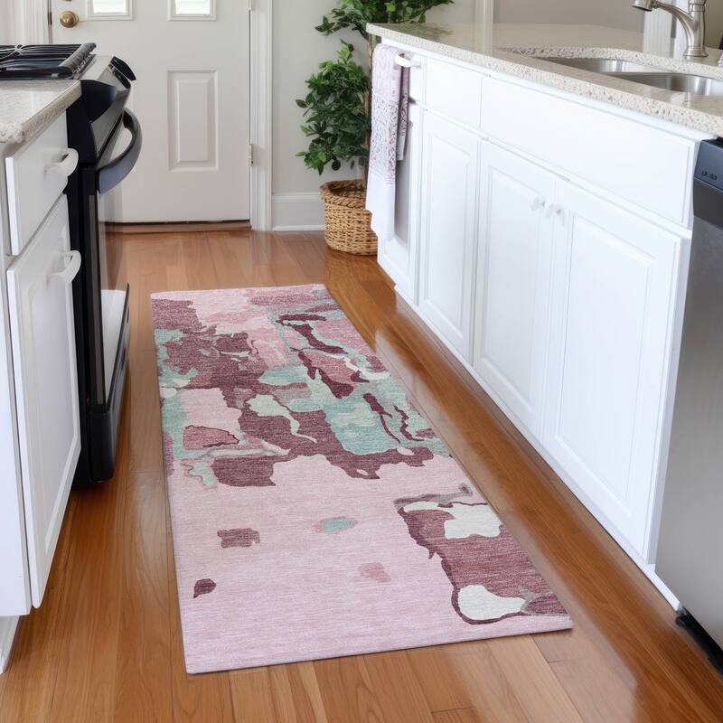 Premium Washable Super Soft Modern Abstract Mayfield Rug - Pink - 2'3" x 7'6"