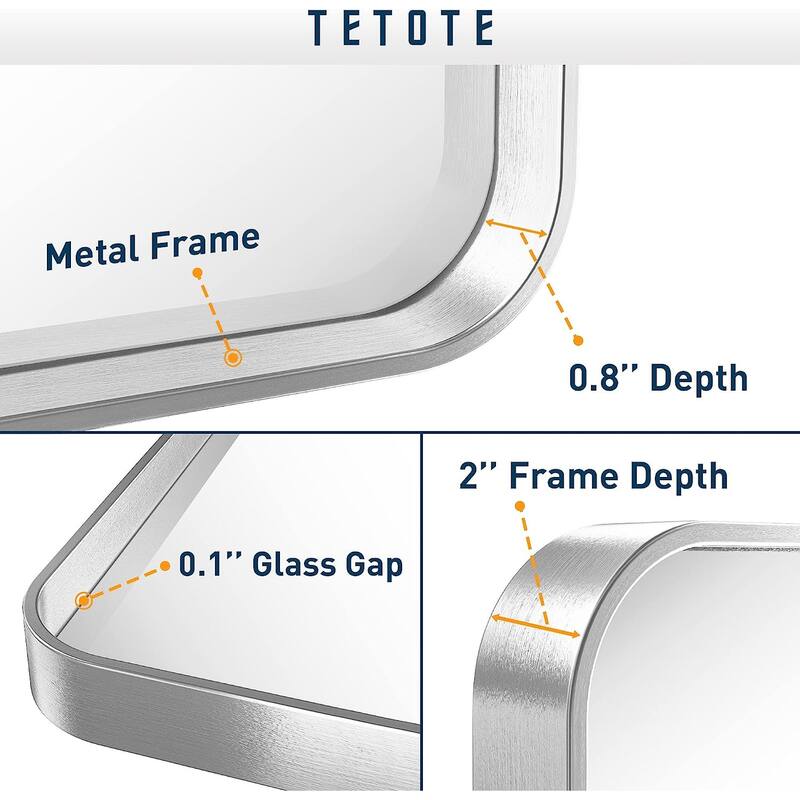 TETOTE Modern Bathroom Vanity Mirror Metal Frame Wall Mounted