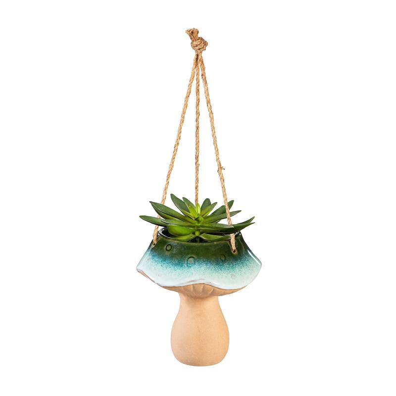 7" Ceramic Mushroom Hanging Planter