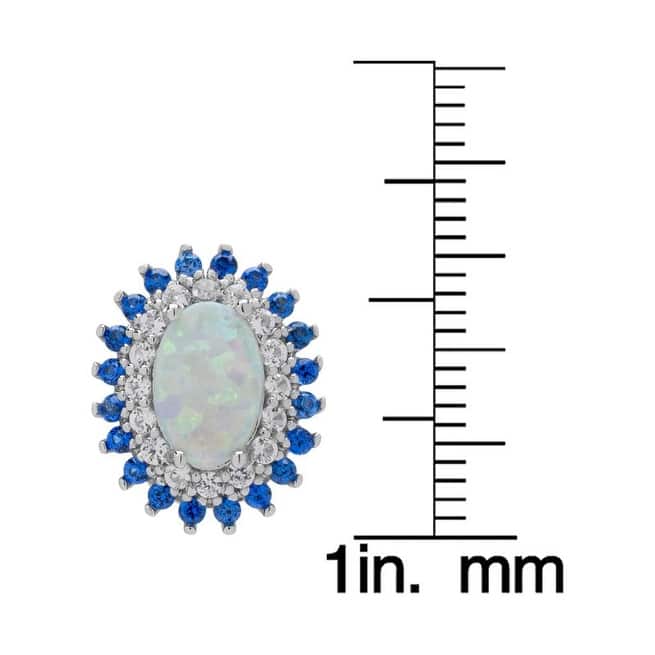 Victoria Townsend .925 Sterling Silver Blue Spinel & Lab Opal Oval Stud Earrings - White