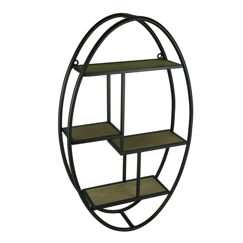 Shop Retro Modern Wood And Metal Oval Wall Shelf Overstock