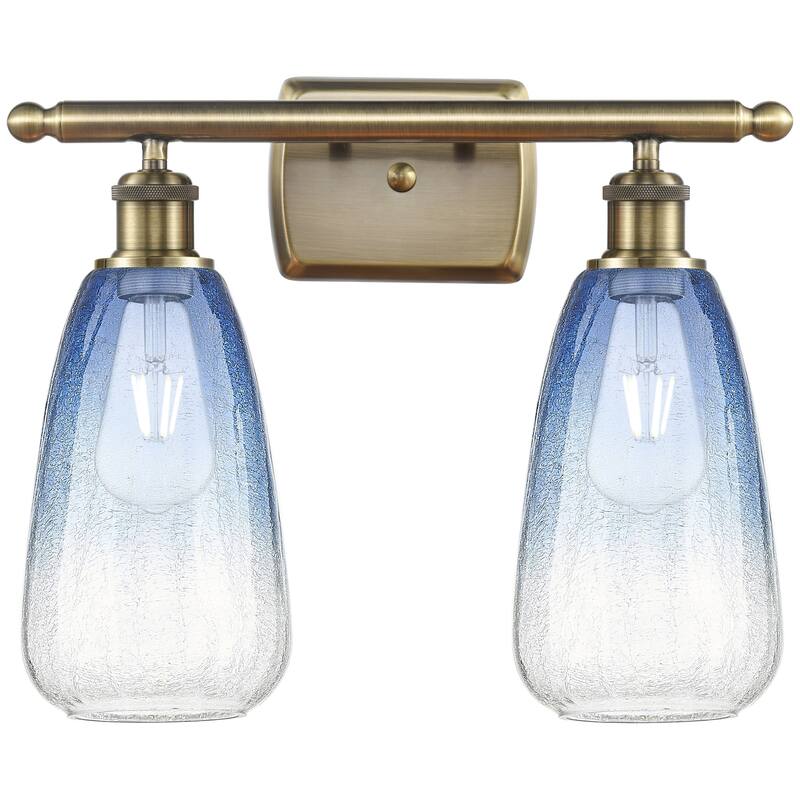 Innovations Lighting 516-2W-14-16 Brookhaven Almond Vanity Brookhaven - Antique Brass / Sapphire Blue