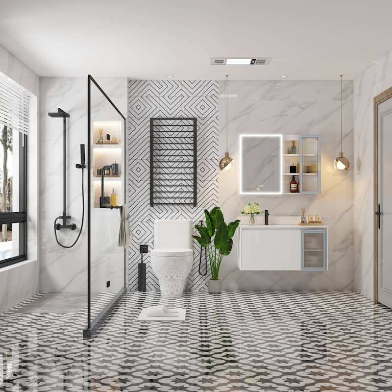 20'' H Modern Wall-Mount Bathroom Vanity With White Quartz Top and Single Sink