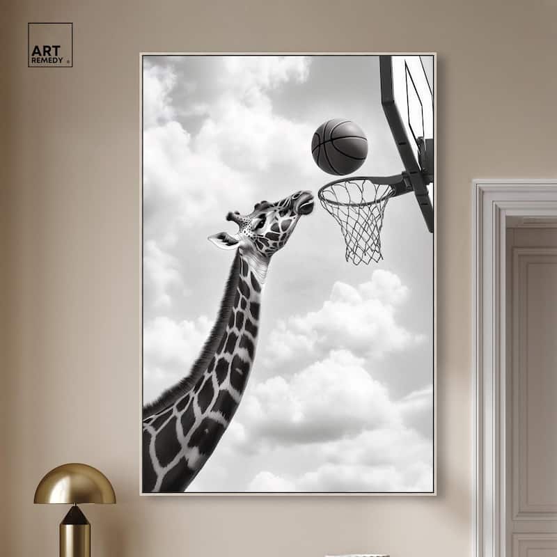 Giraffe Hoops Canvas by Art Remedy