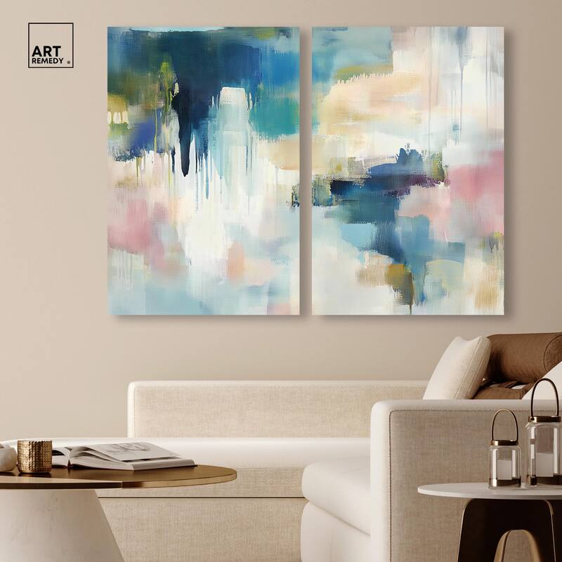 Pale Periwinkle II Canvas Set of 2 by Art Remedy, Gallery Wrapped