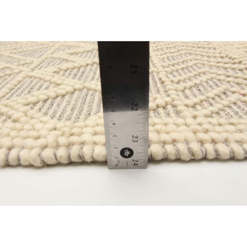 ECARPETGALLERY Braid weave Sienna Cream Wool Rug - 5'0 x 7'10