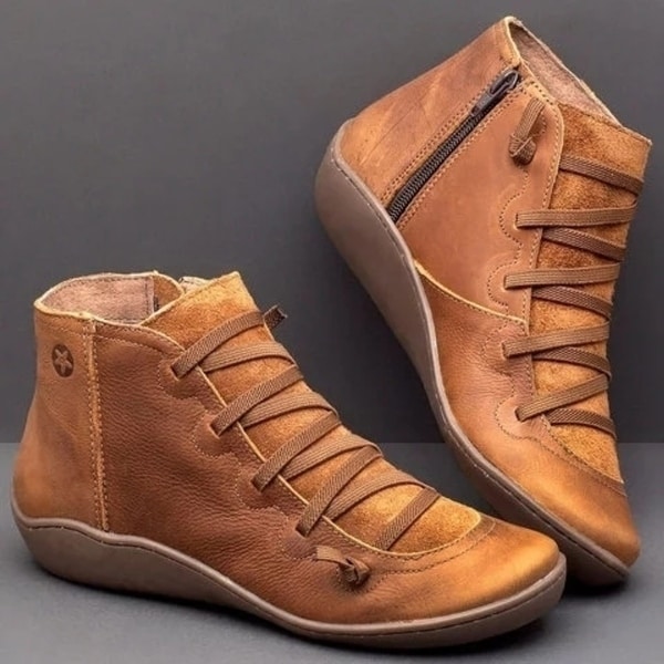 flat lace up leather boots