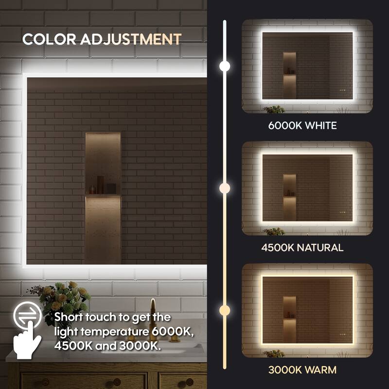 Modern Wall Mounted LED Bathroom Frontlit/Backlit Mirror With PMMA Diffuser