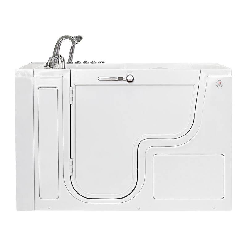 Ella Wheelchair Transfer 36x55 Acrylic Hydro Massage Walk-In Bathtub & Outward Swing Door 5 Piece Fast Fill Faucet 2 Dual Drain