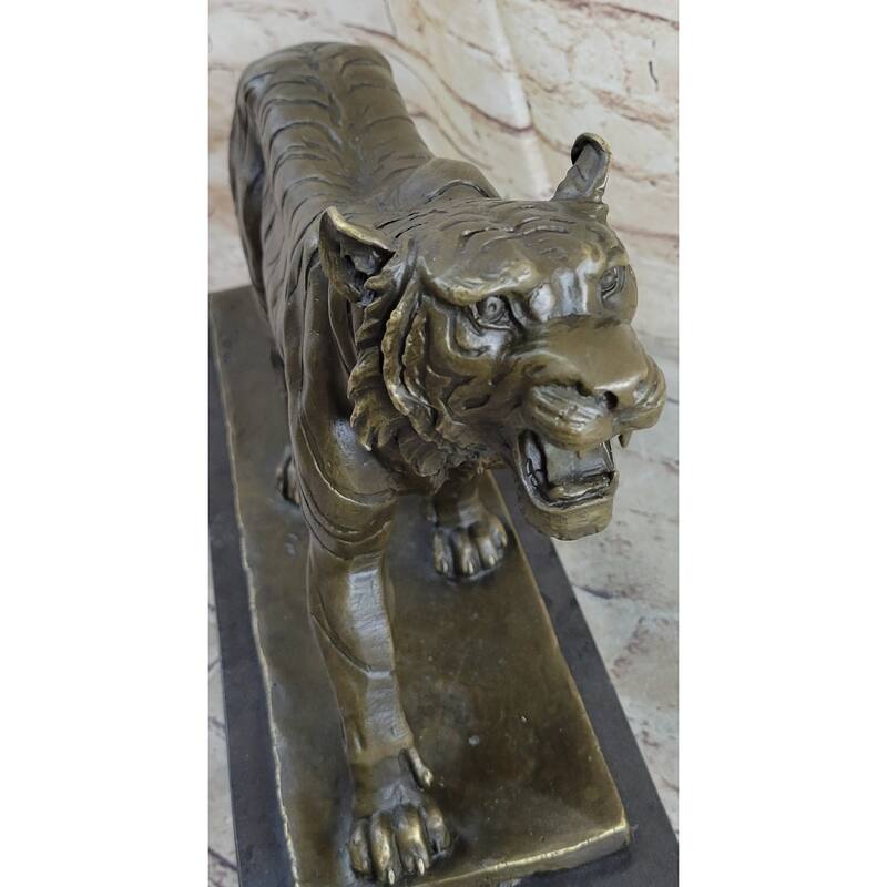 Signed Barye Cougar Imitative Lion Tiger Wild Animal Circus Cage Bronze Sculpture Statue