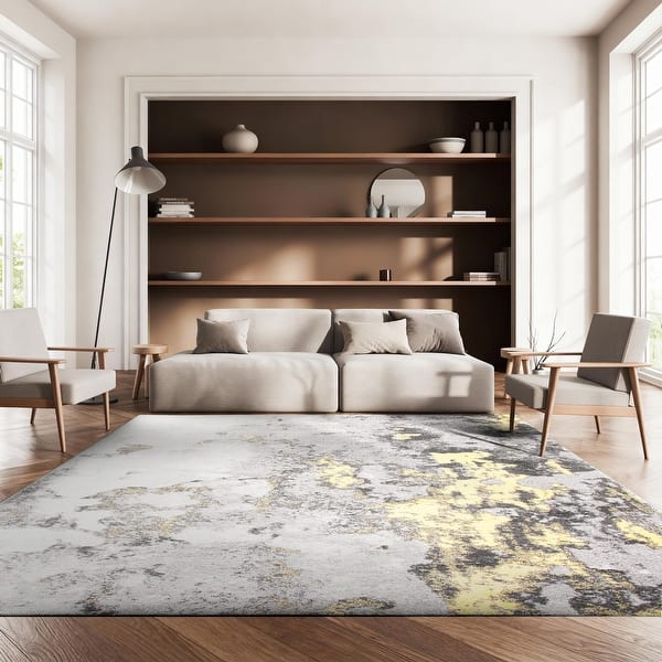 slide 2 of 20, SAFAVIEH Adirondack Cordelia Abstract Glam Rug - Grey/Yellow - 8' Square 8' Square - Grey/Yellow - Square