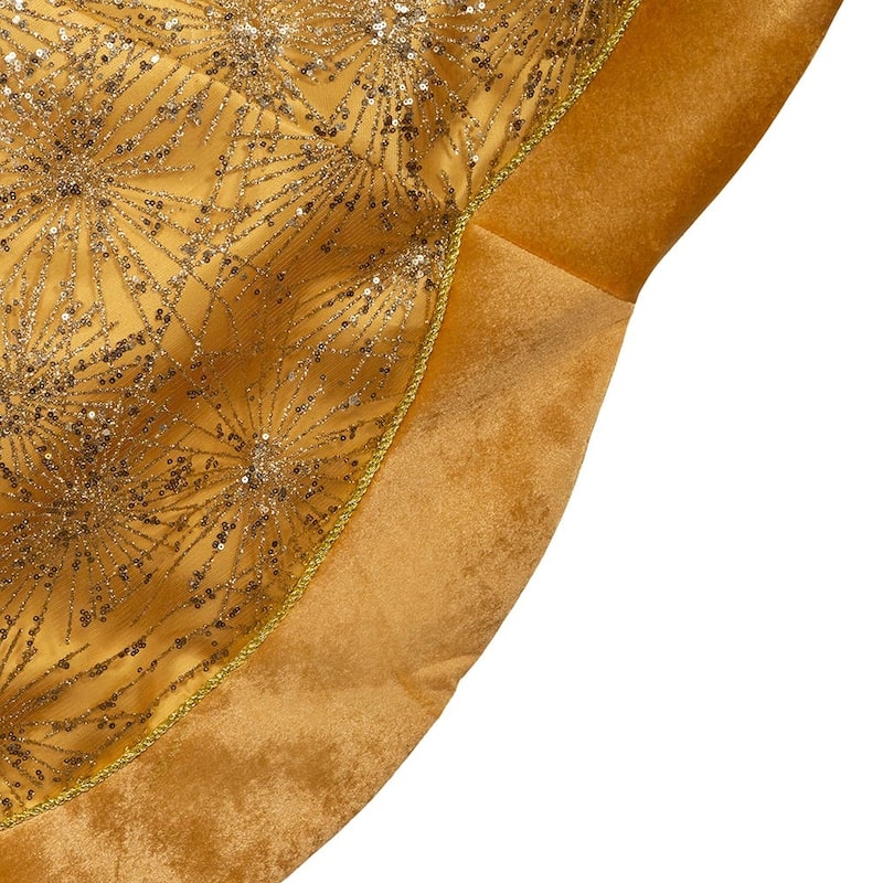 Kurt Adler 60-Inch Gold Velvet and Glitter Tree Skirt - Multi