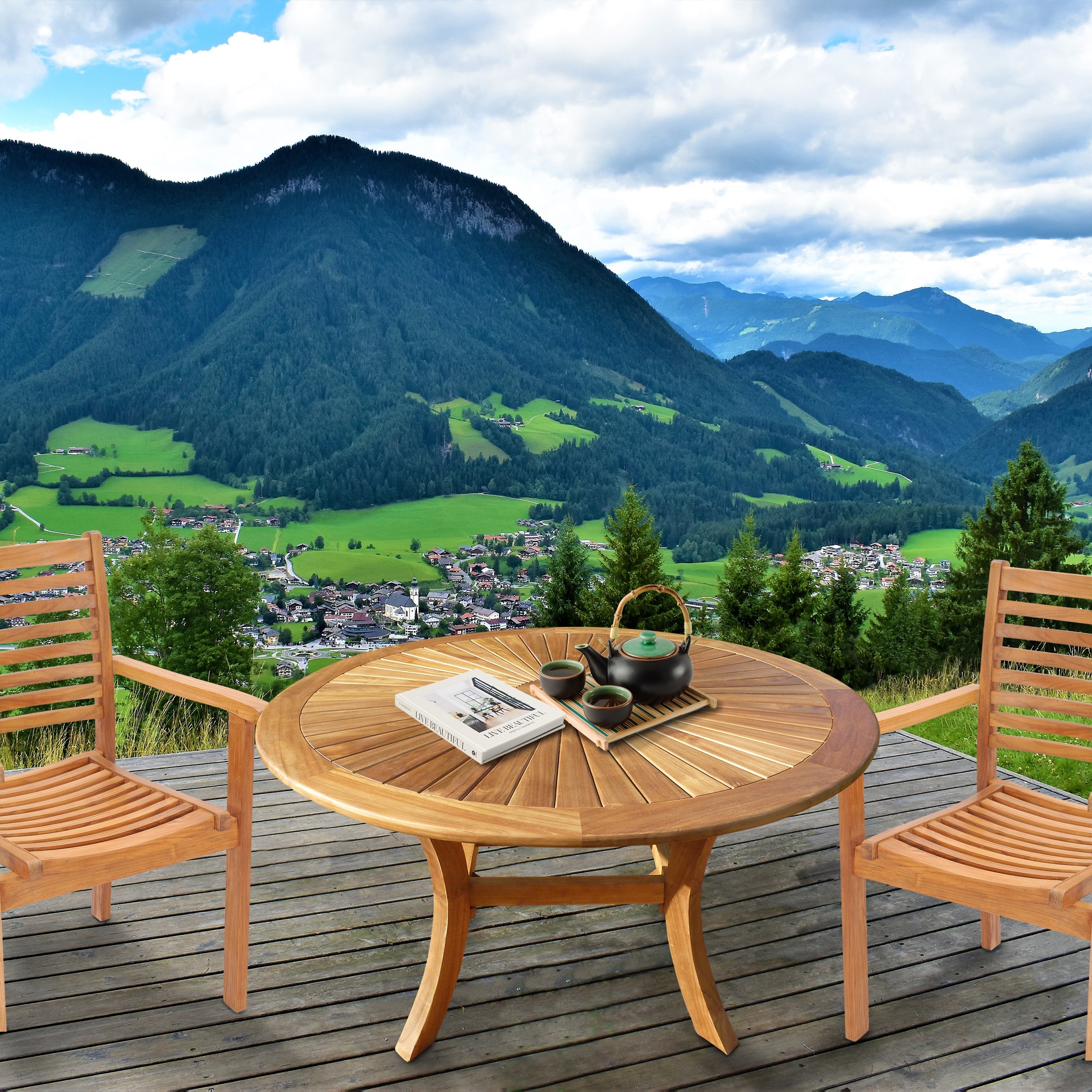 Chic Teak Sun Teak Wood Indoor/ Outdoor Dining Table, 47 Inch