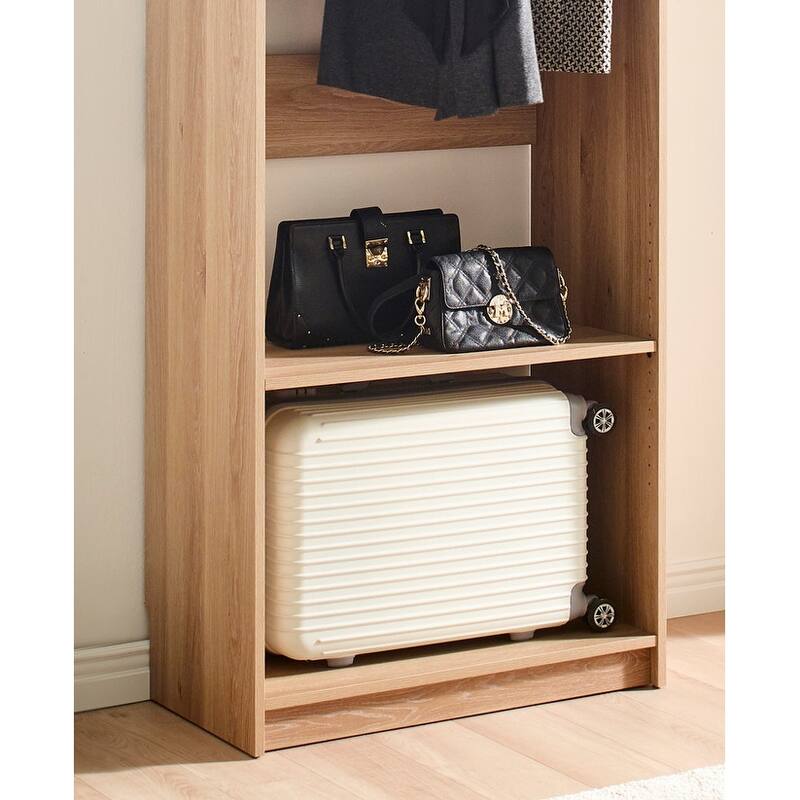 Prosper 32" Oak Wood Walk-in Closet with Three Shelves