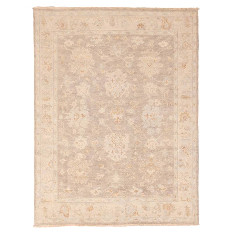 ECARPETGALLERY Hand-knotted Modern Oushak Grey Wool Rug - 7'8 x 9'11