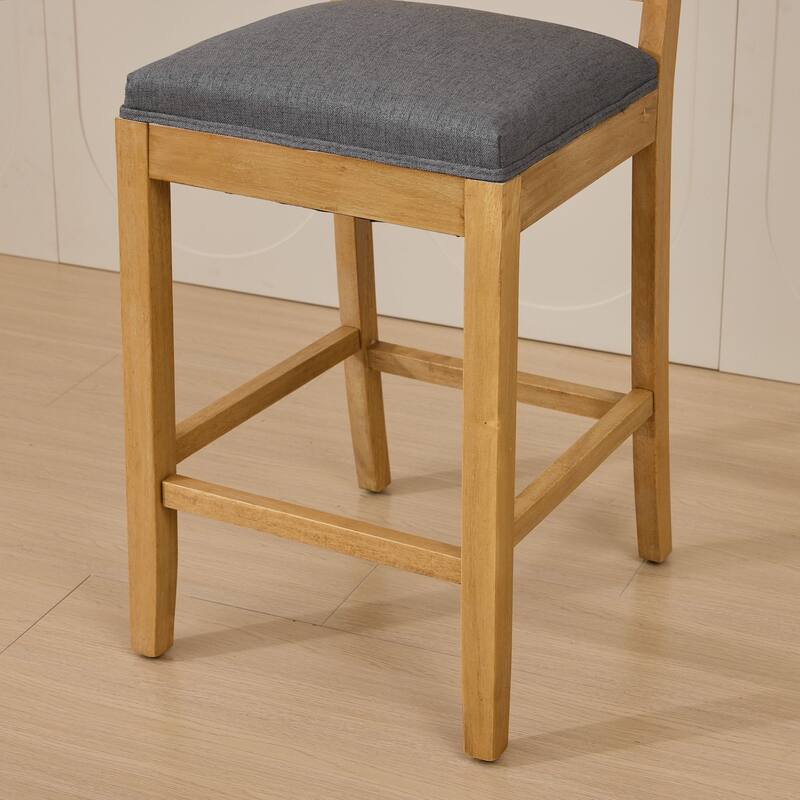 Roomfitters French Country Dining Chairs Set of 2 with Rattan Back and Upholstered Seat, Wood Side Chairs for Kitchen