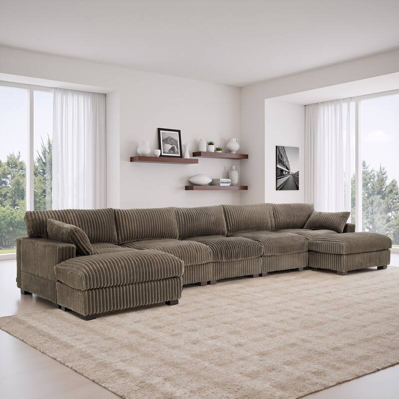 Oversized U-shaped Plush Modular Sectional Sofa Set