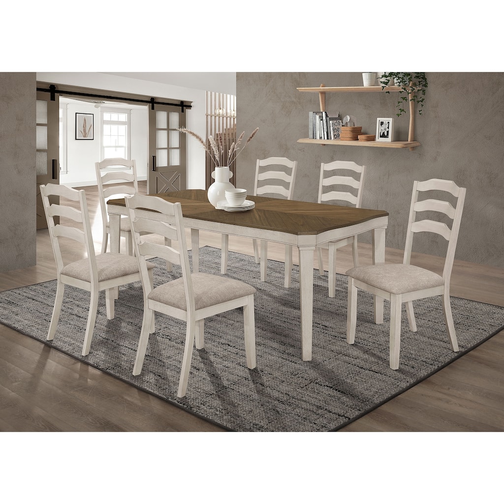 Ronnie Rustic Cream Rectangular Dining Table Set