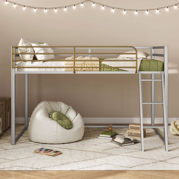 slide 2 of 7, Furniture of America Haven Twin Size Metal Junior Loft Bed with Ladder