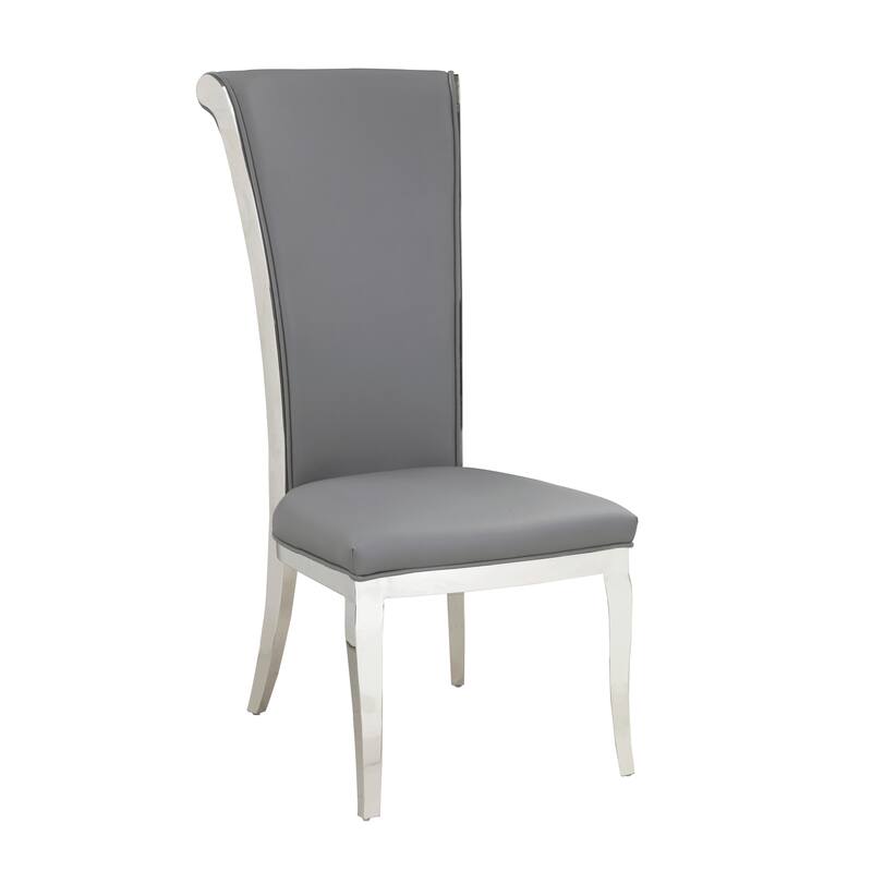 Somette Ariela 5-Piece Dining Set with Motion-Extendable Glass Table and Gray Chairs