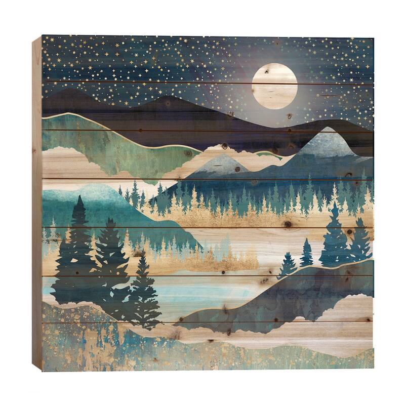 Star Lake Print On Wood by SpaceFrog Designs - Multi-Color - 26x26x1.5
