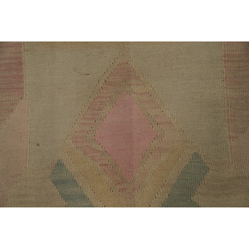 Hand Woven Oriental 100% Wool Carpet Southwestern Tribal Multi-Colored Kilim Area Rug - 7' 10'' X 4' 9''