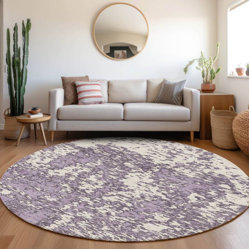 Premium Washable Super Soft Abstract Pixels Mayfield Rug - Lavender - 8' x 8'