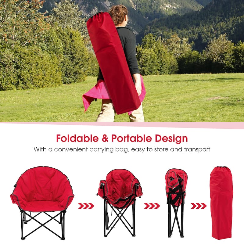Portable Camping Chair Outdoor Folding Chair with Soft Padded Seat