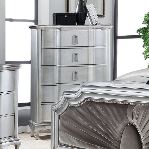 Silver Orchid Arlen Transitional Silver 5-drawer Chest. Opens flyout.