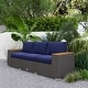 preview thumbnail 15 of 24, Outsunny 3-Seat Patio Sofa with Cushions, PE Rattan Outdoor Couch with Wood Grain Wide Armrests for Porch