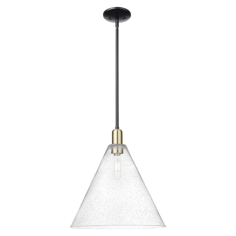 Innovations Lighting Endless Possibilities Arcadia - Berkshire Glass - 1 Light 16" Stem Hung Mini Pendant - Black Antique Brass/Seedy