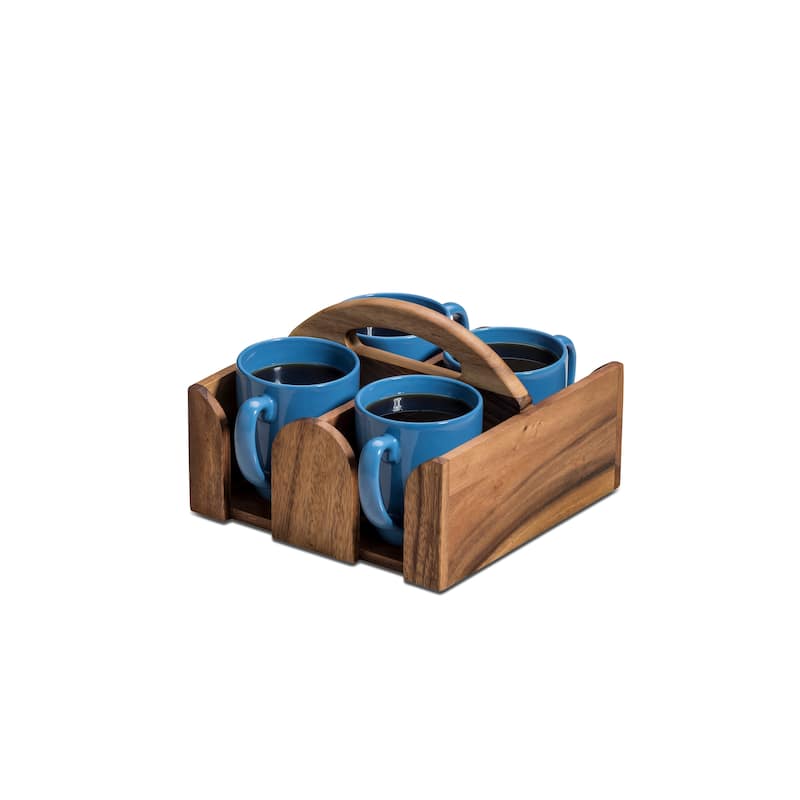 Acacia Wood Coffee Mug Caddy
