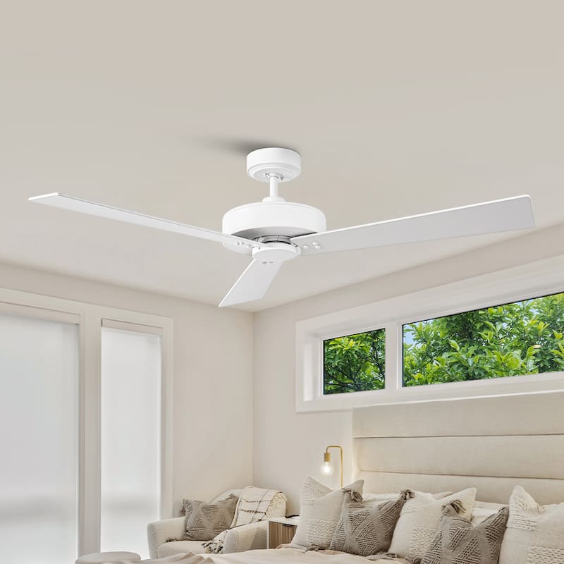 52" White Modern Ceiling Fan without Light - 52-inch W x 10.9-inch H