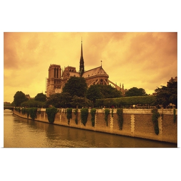 "Image of the Notre Dame and the Seine Next to It By Sunset, Paris, France" Poster Print